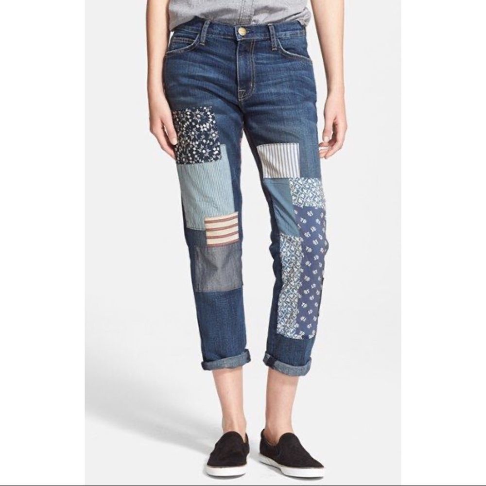 Current Elliott Fling Patchwork Slim Boyfriend